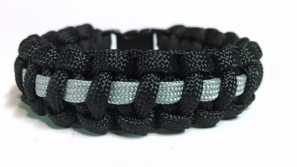 Para Cord military weave bracelet with slide clasp Thin grey line Prison Svc 